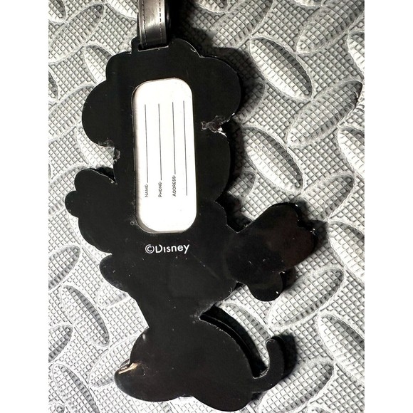 Disney Minnie Mouse Luggage Travel Tag Black Red Rubber Material 6"x4" - Picture 8 of 9